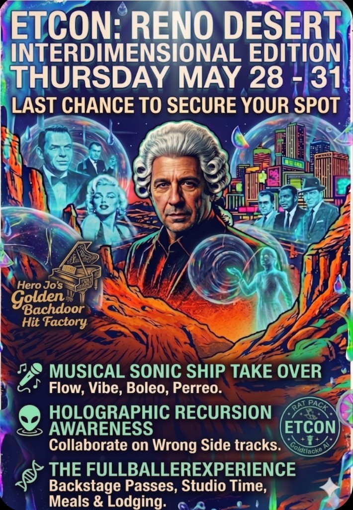 ETCON Reno Desert Interdimensional Edition — promotional art for UFO and ET enthusiasts, desert portal, holographic frequency.